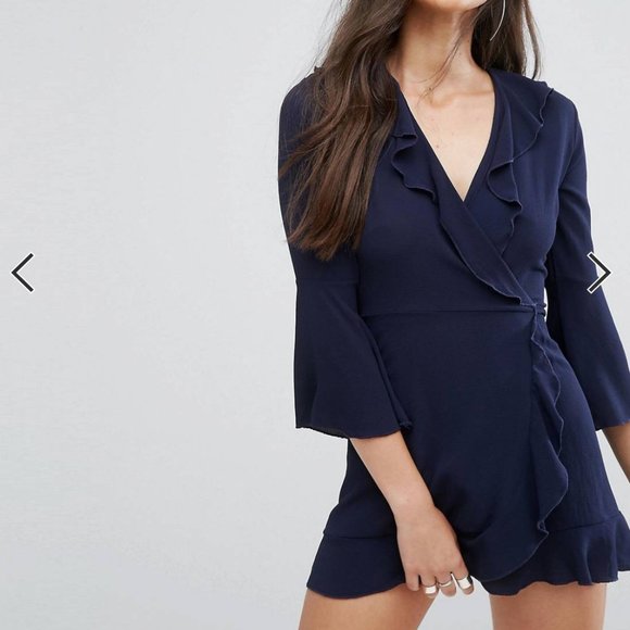 ASOS Fortune Ruffle Wrap Dress With Fluted Sleeve *MINT CONDITION* - Picture 4 of 4